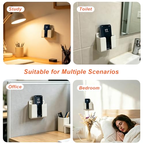 4 Pack Wall Mount Adhesive Storage Holder, No Drill Self Adhesive Wall Organizer, 3.54" x 2.87" Plastic Wall Mount Phone Remote Control Holder for Home, Office, Bathroom,Motorhome