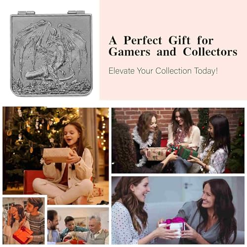 Foldable Spinner Metal DND Dice Set – Compact Elegant Design with D4, D6, D8, D10, D12, D20, D% for TTRPG - color: Ancient Nickel