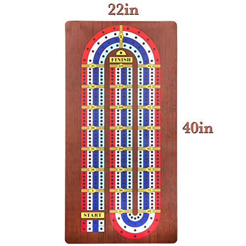 Tabletop Cribbage - Giant Spill-Resistant Neoprene Track Game Board (22" x 40") with 9 Pawns, Deck of Cards, & Travel Carry Bag - Classic Family Board Game Night & Bar Games - 2-4 Players, 30+ mins