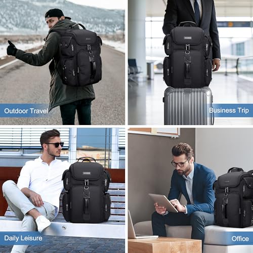 WITZMAN Travel Backpack for Men Carry-on Laptop Backpack | Nylon Luggage Bag Fits 16 Inch for Airline Approved, Multi Pocket, For Traveling,Casual,Commuting, B744 Black - color: Upgrade Black