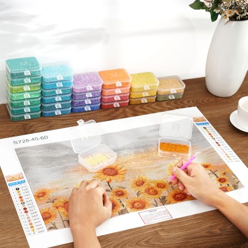 30PCS Diamond Painting Storage Containers Trays with Lids | Diamond Art Beads Storage & Line-Up Trays, Diamond Art Accessories Tools, Diamond Painting Dots Organizer, Pink Box Package