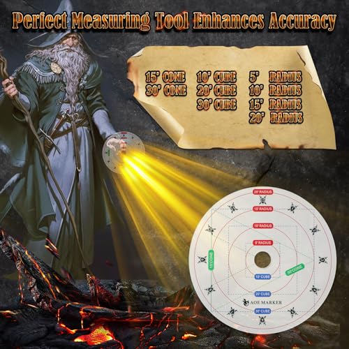 D&D 5e Damage Template with 1" Center Hole - 30' Cube/Cone Acrylic AOE Measurer, RPG Alignment Tool for Precise Spell Casting, Tabletop Gaming Accessories & DM Gifts, Tools for Dungeons and Dragons - style: ALL IN ONE