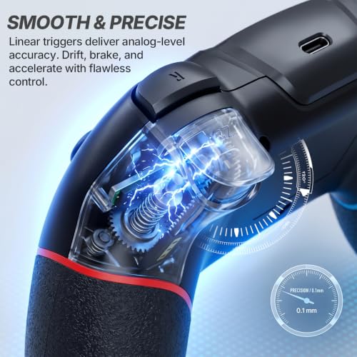Diswoe Hall Effect Switch Controller, Wireless Pro Controller for Switch 1/OLED/Lite & Switch 2, Anti-Drift Remote with One-Key Wake-up, Zero Latency, Turbo, Dual Vibration, Black - color: black