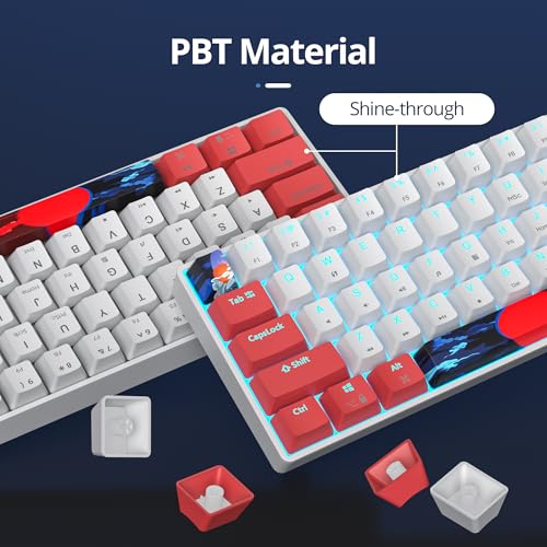 surmen 60% Wired Mechanical Gaming Keyboard, 61 Keys Backlit Ultra-Compact Mini Office Keyboard 60 Percemt with Linear Red Switch for PC/Mac Gamer, Typist (61 Red White) - color: 61 Red White
