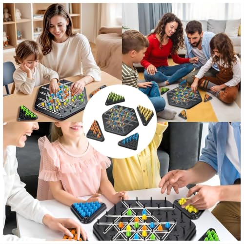 Chess Game, 2 to 4 Players Chain Chess Desktop Puzzle Interactive Game for Kids, Rubber Band Board Game for Family Funand Strategy Play