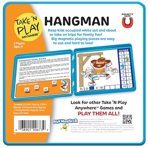 PlayMonster Take N Play Anywhere — Hangman — Easy to Use, Hard to Lose — Fun on the Go Travel Game — For Ages 5+ - style: Classic