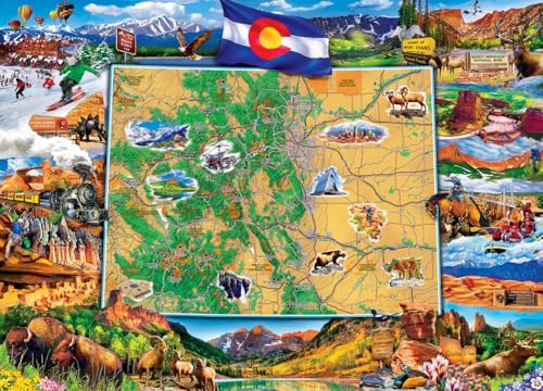 MasterPieces - 1000 Piece Jigsaw Puzzle, Colorado National Park, Fun for Adults, Family, Kids 19.25"x26.75" - style: Colorado Map Puzzle