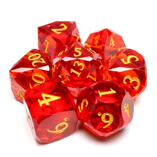 XENOLUX Polyhedral RPG Dice,Handmade Resin Red DND Dice Set for Dungeons and Dragons-RD Red - color: Rd-red