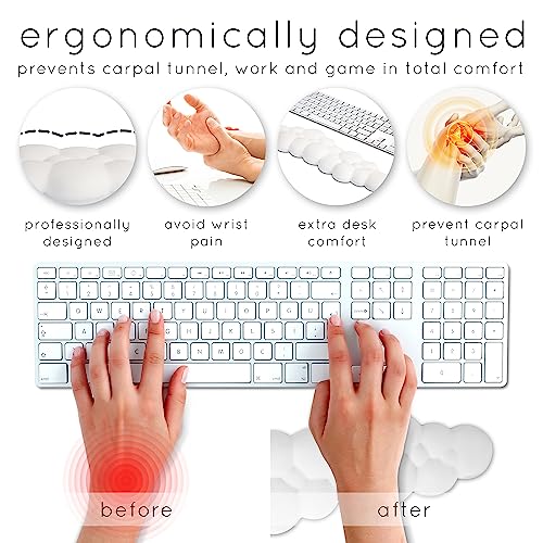 Cloud Keyboard Wrist Rest – Create-ables Qloud Cloud Wrist Rest for Computer Keyboard and Mouse, Ergonomic Memory Foam Wrist Pad with Non-Slip Base, Includes Cloud Mouse Pad – Beige - color: 04 Nude Beige