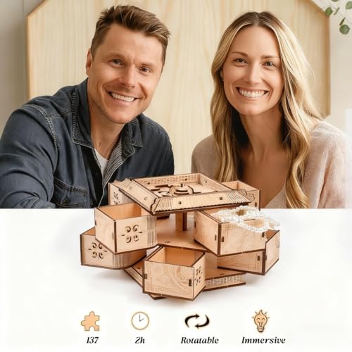 3D Wooden Puzzles for Adults - Mechanical Dragon Treasure Chest Model Kit, DIY Engineering Project, Unique Gift for Women, Collectible Art and Home Display - style: Mechanical Dragon Treasure