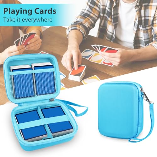 300+ Game Card Storage Case for UNO/Five Crowns/SKYJO Playing Card | Portable Card Deck Holder Box Compatible with Bicycle/Phrase 10/PlayMonster/Exploding Kittens Card Games, Blue (Case Only) - color: Blue