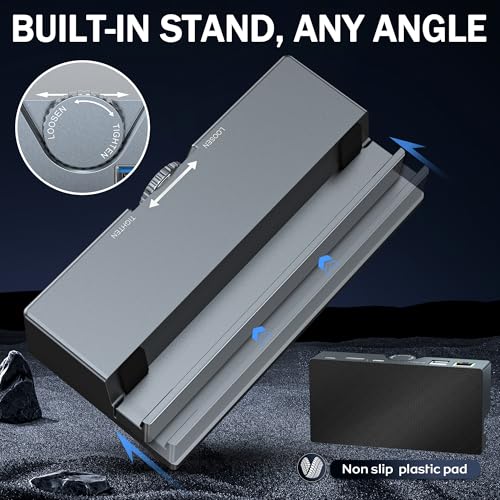 Steam Deck Dock - USB C Docking Station with Adjustable Stand, 100W PD Charging Dock with 4K@120Hz HD,Gigabit Ethernet,3 USB 3.0 Port, for Steam Deck OLED/ROG Ally/Legion Go S