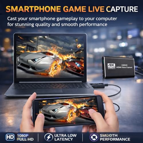 TOAKA USB 3.0 HDMI Capture Card 1080P 60FPS, Video Capture Card for Streaming Gaming, Compatible with PS5 PS4 Xbox Switch Camera PC