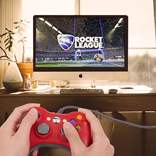 ONE250 USB Wired Game Pad Controller, Compatible with Xbox 360, Xbox 360 Slim, Windows PC - Replacement USB Wired Gamepad (Red) - color: Red