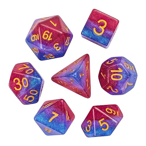 DND Dice Bisexual-Pride Polyhedral Dice Set D&D for Tabletop Games | Leather Storage Bag, DM Gift, for Dungeons and Dragons Role Playing Games - color: Flag-bisexual-pride