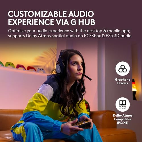 Logitech G Astro A50 Multi-Platform Wireless Gaming Headset + Base Station for PS5/Xbox/PC: PLAYSYNC Audio Switcher, <16bit/48kHz (Console), <24bit/48kHz (PC), 24hr Battery, 2.4GHz & BT - Black - color: Black, style: PLAYSYNC Audio