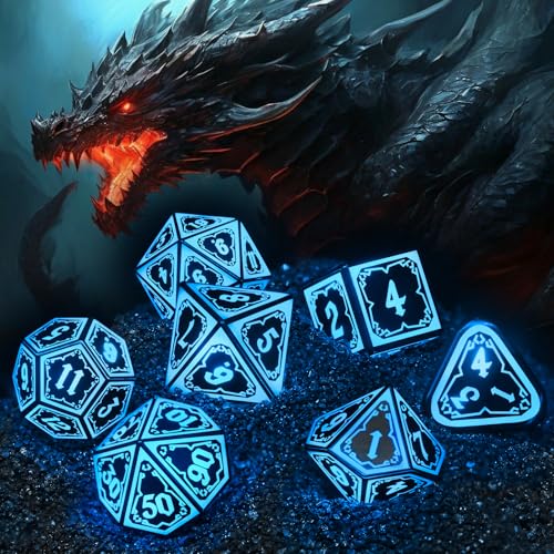 FONVGOGO DND Dice Set, Dungeons and Dragons Light Up Rechargeable LED Dice | D and D Glow in the Dark Dice with Charging Box for RPG Tabletop Games, DND Gifts for Ttrpg, Astral Shard Blue - color: Astral Shard Blue