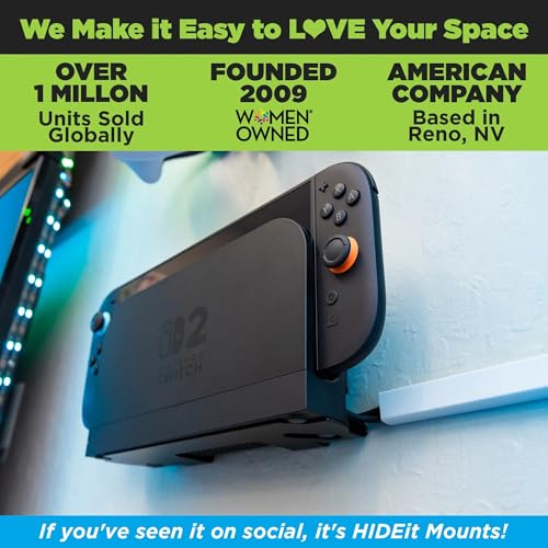 HIDEit Mounts Nintendo Switch 2 Wall Mount - Keeps Your Console Safe and Cool - Quality Steel Holder for Switch 2 Console & Deck - American Company - size: Nintendo Switch 2