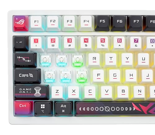 ASUS ROG Azoth X Wireless Mechanical Gaming Keyboard – 75% TKL, Tri-Mode Connectivity, Hot Swappable Pre-lubed ROG NX V2 Snow Linear Switches, South-Facing PCB, PBT Keycaps, PC/Mac Support - White - color: White, size: Snow Linear, style: Azoth X