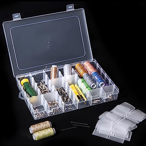Gospire 2PCS 36 Grids Clear Plastic Jewelry Box Organizer Storage Container with Removable Dividers - color: Clear-36 Grids*2