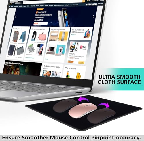 SaiTech IT 5-Pack Mouse Pads Bulk, Stitched Edges, Non-Slip Base | 2mm Cloth Surface, Waterproof, Anti-Slip Rubber Base, 8.66 x 7.1 in, Wired & Wireless Mouse Compatible - color: Black-5 Pack
