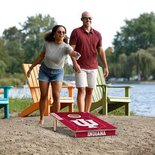 YouTheFan NCAA 2’ x 3’ Wood Cornhole Game with Logo Bags - color: Indiana Hoosiers