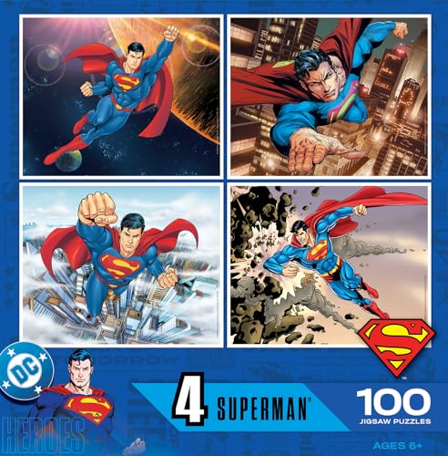 MasterPieces Puzzle Set - 4-Pack 100 Piece Jigsaw Puzzle for Kids - Superman 4-Pack - 8"x10" - style: Superman