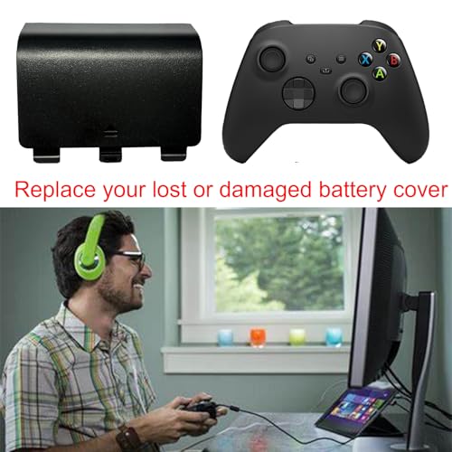 4 Pack Battery Back Cover for Xbox Series X Controller, Battery Cover Door Compatible with Xbox Series S Controller, Battery Back Shell Repair Part for Xbox Series X/Series S Controller (Black) - color: Black