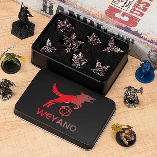 DND Dice Set Metal,Polyhedral D&D Metallic Heterotypic D and D Dice with Cracks for Dungeons and Dragons RPG TTRPG 7-Die Set with Gift (Heterotypic, Heterotypic-Antique Bloodstain) - color: Heterotypic-antique Bloodstain, style: Heterotypic