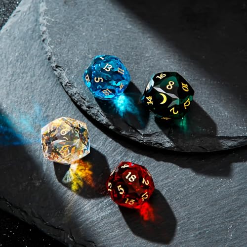1PCS Multifaceted Glass D20 DND Dice - 28mm 20 Sided Gem D&D Dice for Dungeons and Dragons, RPG, Roleplaying Games MTG Table Games, Handmade Polyhedral Dice(Glass Green) - color: Multifaceted D20 Glass-green