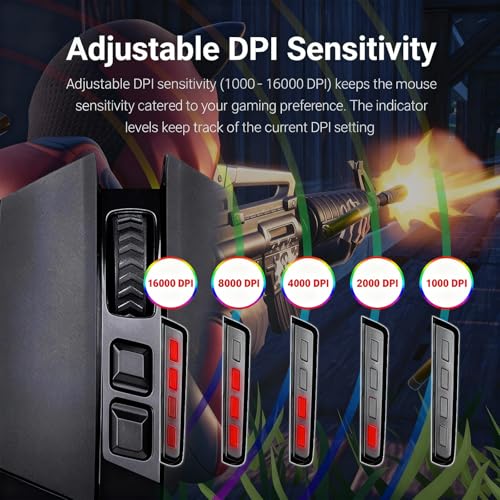 Redragon M801 Wireless Gaming Mouse, RGB Gaming Mouse with MMO 9 Programmable Macro Editing Buttons, UP 16000 Adjustable DPI, Rapid Fire Button for Game, Windows,PC - Wireless, Black - color: Black
