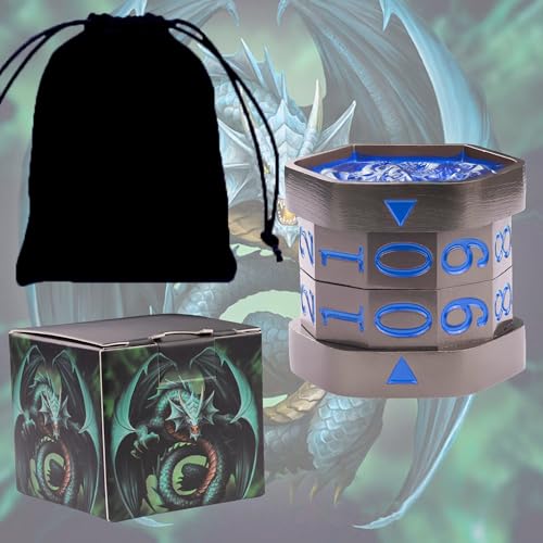 Metal MTG Life Counter, Life Counter MTG, Magic Life Counter Gift Box Packaging Suitable for Board Games, Card Games, Compatible with MTGs and TTRPG(Black Nickel_Blue) - color: Black Nickel_blue