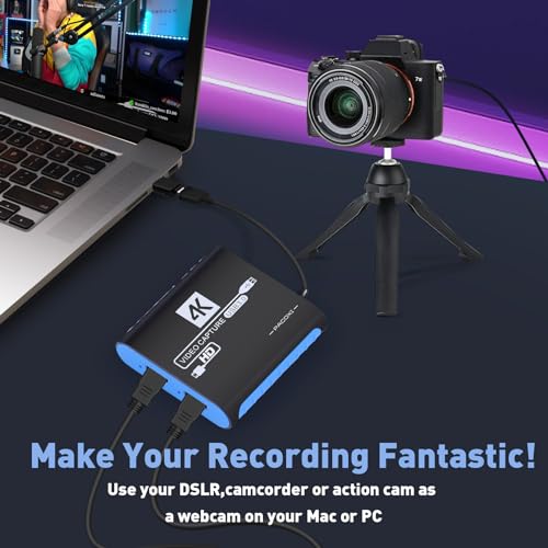 HDMI Capture Card for Nintendo Switch 2, 1080P 60FPS, Blue | USB-C adapter included for MacBook and iPad, OBS streaming, 4K 30Hz passthrough, works with PS5, Xbox and PC - color: Blue