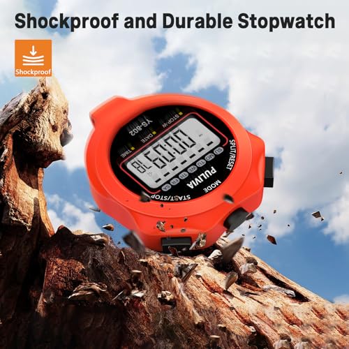 Stopwatch Timer, Digital Stop-Watch for Sports, Red | Multi-function Stopwatch with Single Split/Lap Timing, Button Beep Alarm Clock, Ideal for Coaches Kids PE-teacher - color: Red