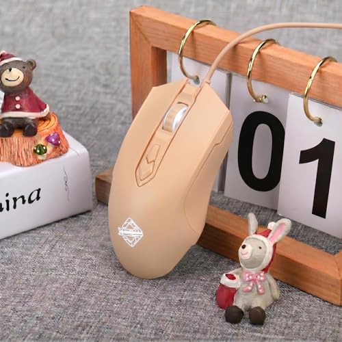 Lomiluskr AJ52 RGB Wired Gaming Mouse, 7 Programmable Buttons, Computer Mice with RGB Lighting, 200-4800 DPI Adjustable, for PC/Laptop (Milk Tea) - color: Milk Tea