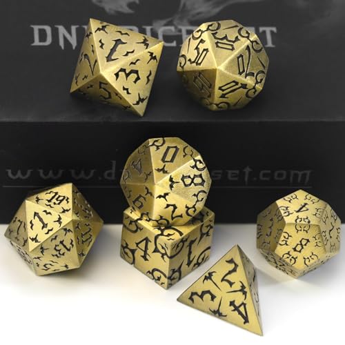 ZHOORQI Metal DND Dice 7Pcs Bat Design Polyhedral Die Set(BF-Bronze) | Sharp Edge D and D Dice for Dungeons and Dragons DM RPGs Gift Gaming Collection - color: Bat-bronze