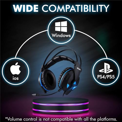 KLIM Impact V2 - USB Gaming Headset - 7.1 Surround Sound - Noise Cancelling - High Definition Audio - Strong Bass - Video Games Headphones Audifonos with Microphone for PC Gamer PS4 - Noise Cancelling