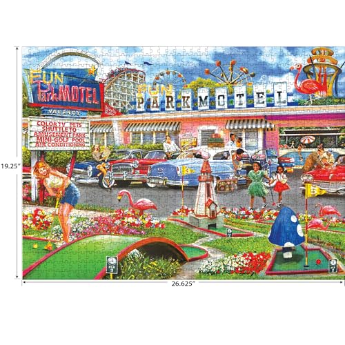 RoseArt - Back to The Past - Fun Park Motel - 1000 Piece Jigsaw Puzzle for Adults - style: Fun Park Motel