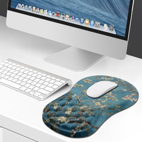 Hokafenle Ergonomic Mouse Pad Wrist Support, Wrist Rest Mousepad for Carpal Tunnel Pain Relief with Integrated Memory Foam Slope Massage Bulge (11.8x7.9 inch,Apricot Flower - color: KM14-Apricot Flower