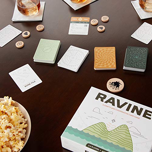 Stellar Factory Ravine: A Crafty and Cooperative Card Game | 193 casino-quality cards plus screen-printed wood tokens; 45-90 min playtime; great for families & experienced groups.