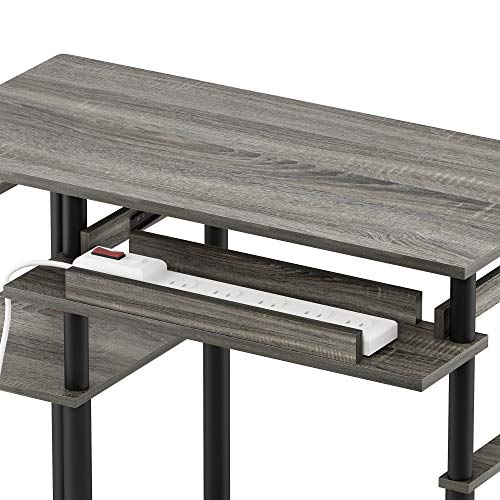 Furinno Abbott Computer Desk with Bookshelf, French Oak Grey/Black - color: French Oak Grey/Black, size: 19 Inch