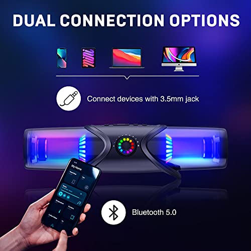WolfLawS Computer Speakers,Bluetooth SoundBar,Computer Speakers for Desktop Monitor with RGB Light,PC Speakers with Subwoofer,USB Powered Sound Bar for Laptop 3.5mm Headphone Jack