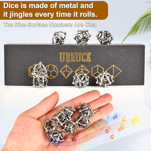 DND Metal Dice Set, UBEUCK 7PCS Gear Metal DND Dice Set for Dungeons & Dragons Board Games Boxes (Antique Nickel dice 2) - color: Antique Nickel Dice 2