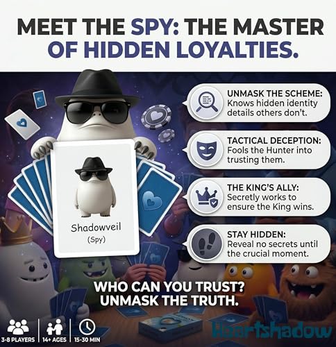 Cunning. Ruthless. -Secret Role Strategy Card Games for Teens & Adults | Fun bluffing,3-8 Players,Ages 14 + |15-30 mins | A dark twist on Hearts | Travel-friendly | Quick-Play Family Party Fun