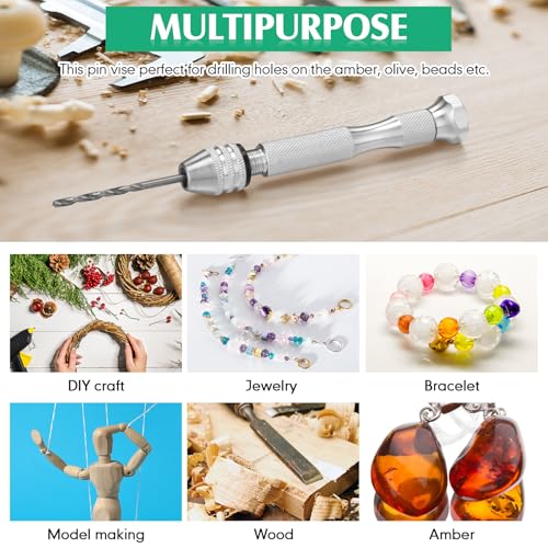 Mudder 57pcs Micro Drill Bits & Pin Vise Set, 46 Pcs Hand Twist Drills and 10 Pcs PCB Mini Cutting Bits for Resin, Beads, Polymer Clay, Craft, DIY Jewelry, Model Making Projects(Silver) - color: Silver