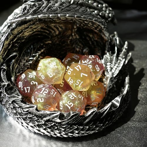 10PCs D20 Polyhedral Dice Set 22mm for DND RPG MTG Dungeons and Dragons Dice (Purple + Gold) - color: Purple + Gold