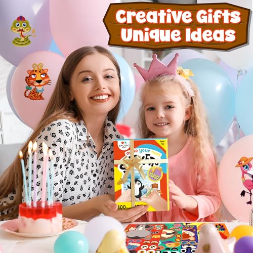 sinceroduct 100 Sheets Make a Face Stickers for Kids, Make Your Own Sticker,20 Styles Waterproof Kids Animal Stickers for Christmas, Valentine's Day Decoration, Gift, Reward, Travel Activities - style: Animal Style-1