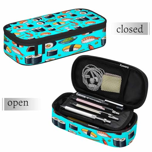 Sushi Rolls Pencil Case Seafood Prawn Chopsticks Japanese Asian Food Pencil Bag Pouch Box Organizer for School Student Boy Girl Office - color: Sushi Rolls