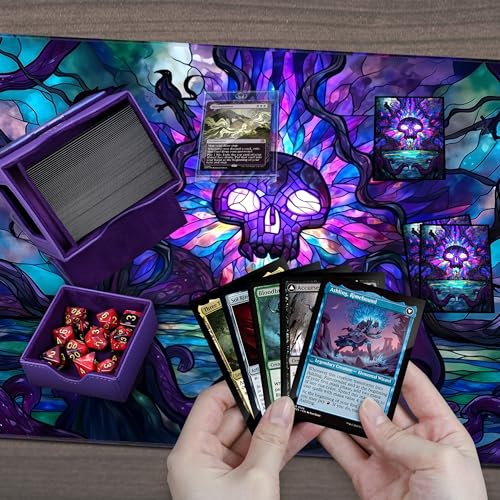 Katomula Card Deck Box for MTG Commander, Trading Cards Case Holds 100 Double-Sleeved Cards with Commander Display and Dice Tray-Swamp - style: Swamp