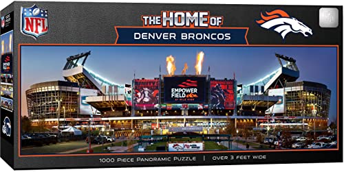 MasterPieces NFL 1000 Piece Jigsaw Puzzle - Denver Broncos Stadium View Panoramic - 13"x39" - Challenging Adult Puzzle - Eco-Friendly Materials - style: Denver Broncos